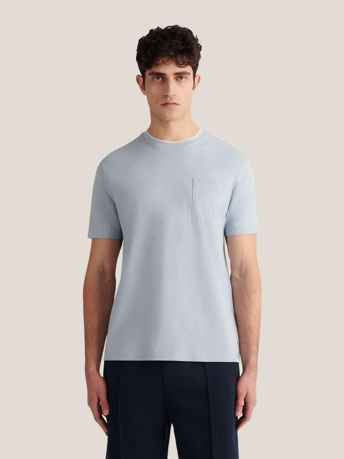 Peckham Rye Piquet Pocket T Shirt - Blue Fog