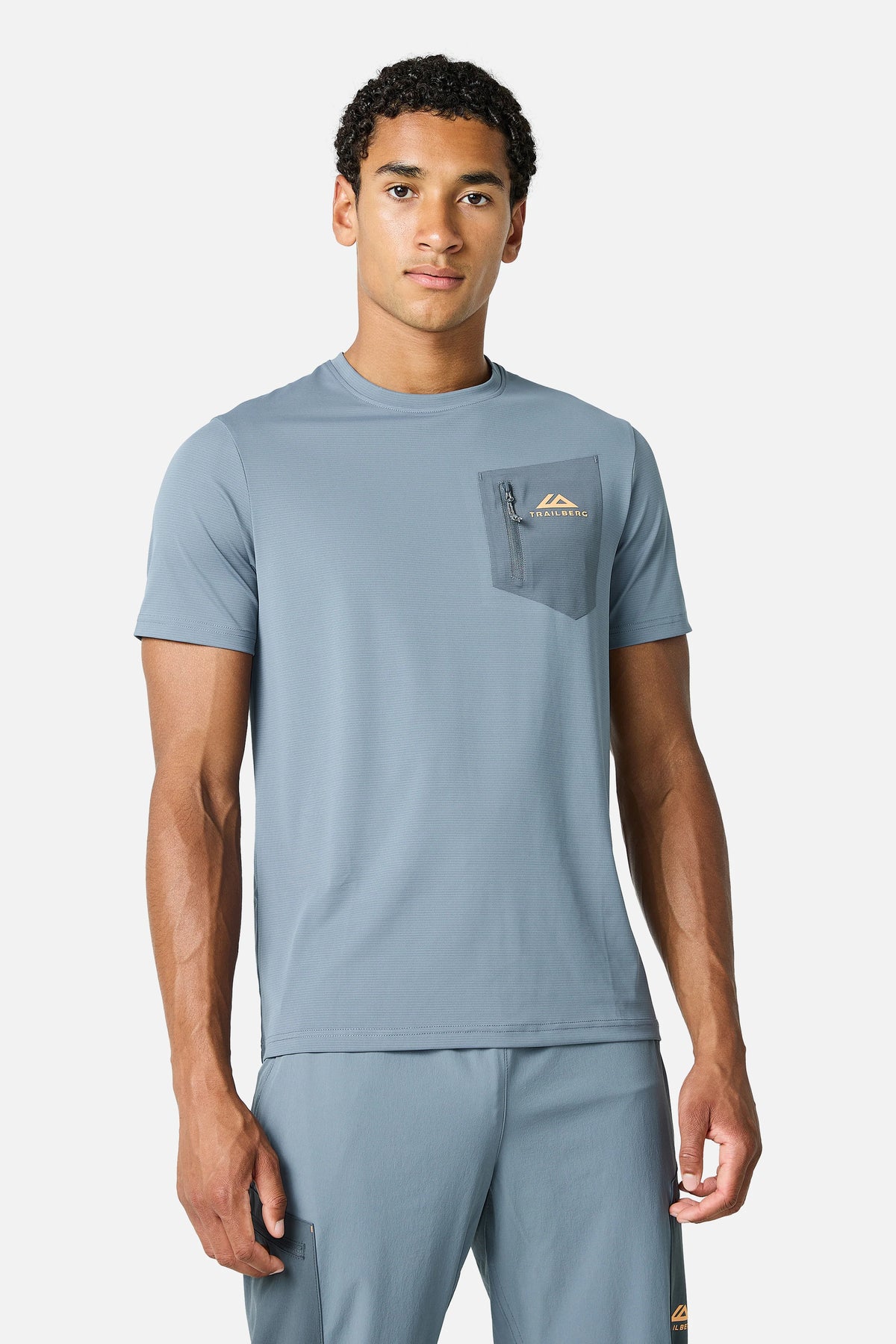 Trailberg Oberland T Shirt - Ash Grey / Melon Sorbet