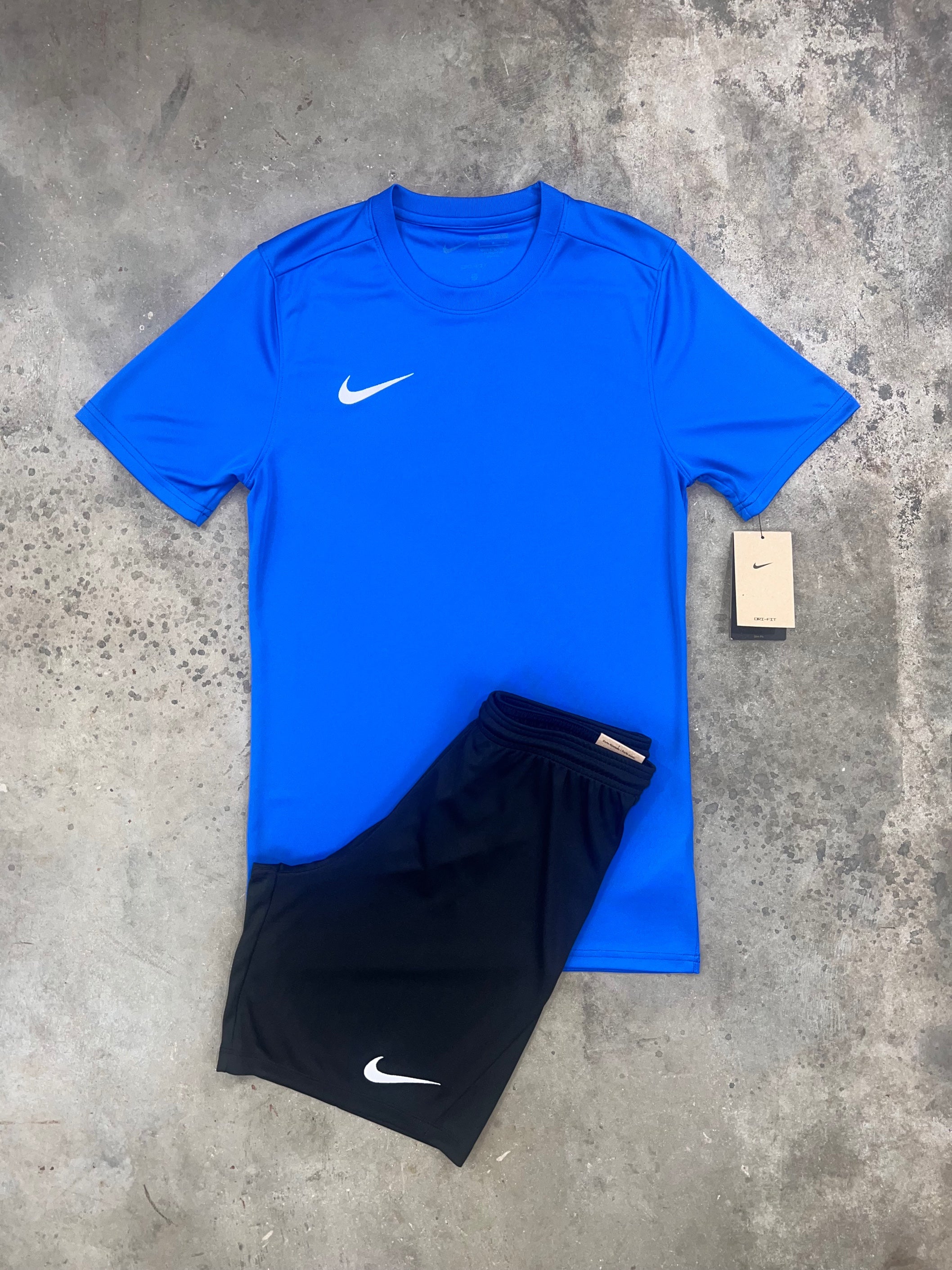 Nike Dri Fit Royal Blue Set T Shirt Black Shorts